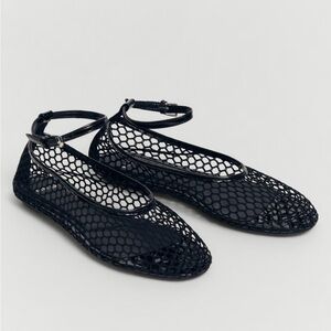 MANGO• Black Mesh Ballet Flats